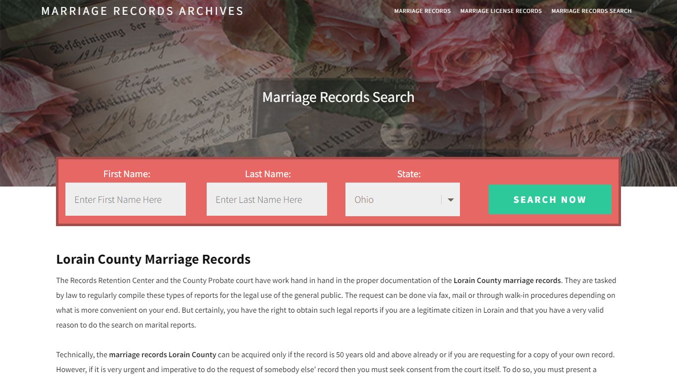 Lorain County Marriage Records | Enter Name and Search ...